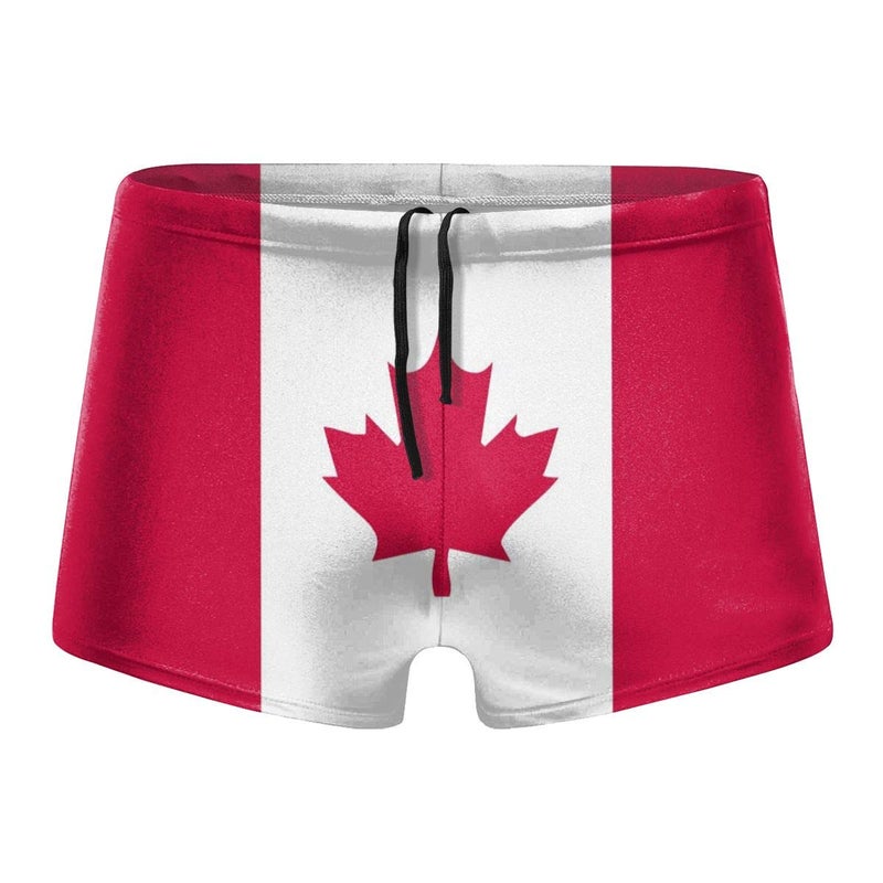 SAPOY Canadian Flag Men Swimwear Swimsuits Surf Board Boxer Shorts Trunks Black - Image 1